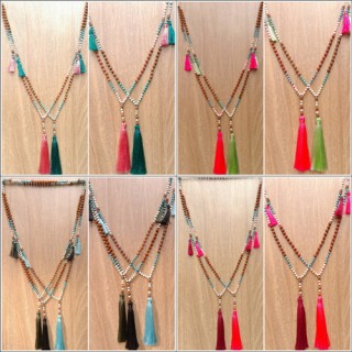 mix beads rudraksha stone tassels necklaces new design shipping free